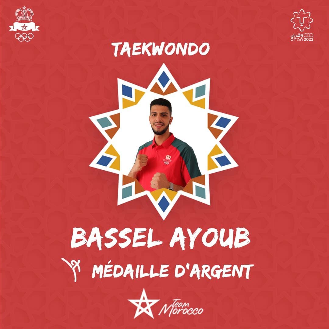 Jeux Méditerranéens (Oran-2022) : Le Marocain Ayoub Bassel remporte la médaille d’argent en Taekwondo