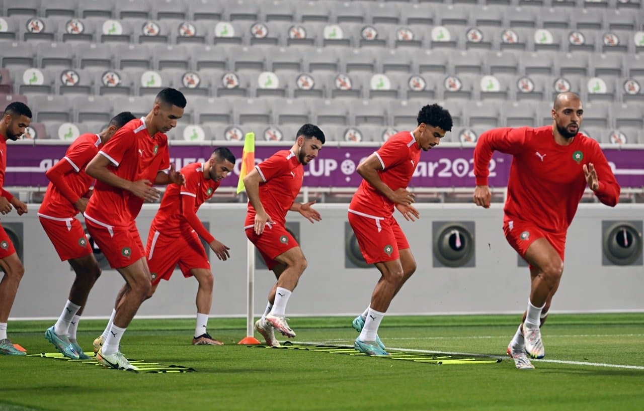 Photos - Séance d’avant match de l'équipe des lions pour le Maroc - Espagne