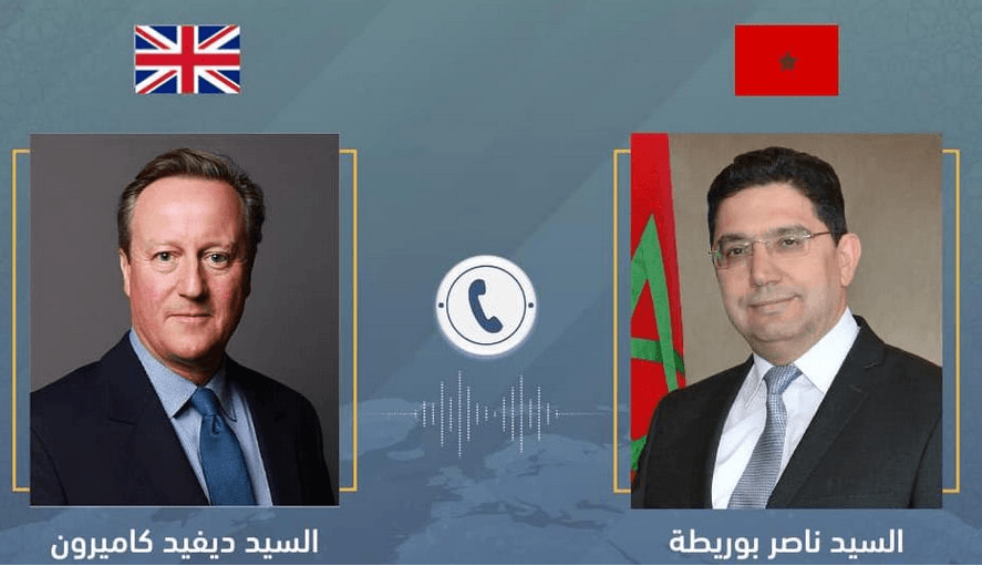 M. Bourita s'entretient téléphoniquement avec son homologue britannique, David Cameron.
