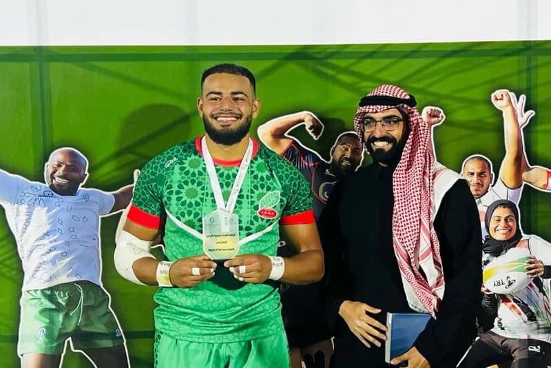 Nassim brille lors du Championnat arabe de rugby à sept.