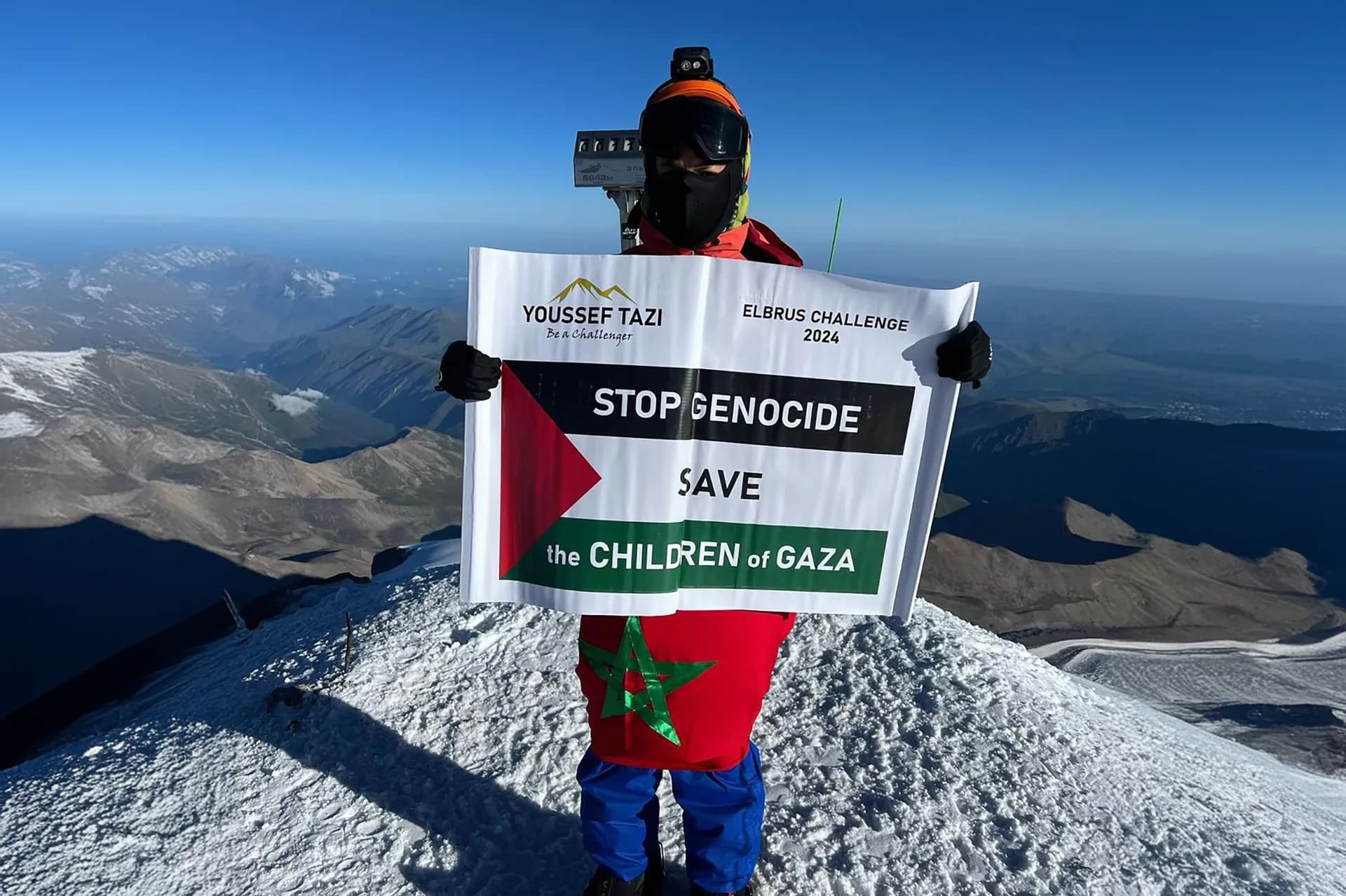 En hommage à Gaza.. Youssef  Tazi, un jeune Marocain, gravit le plus haut sommet d'Europe