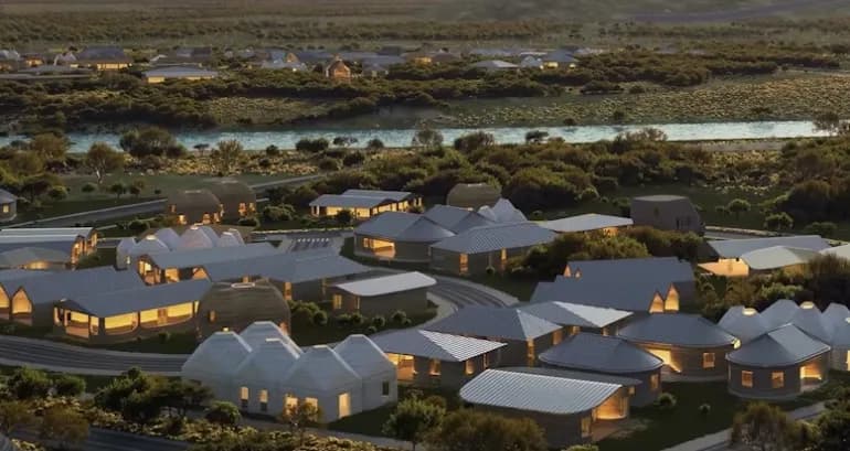 Un quartier résidentiel dont les maisons sont entièrement imprimées