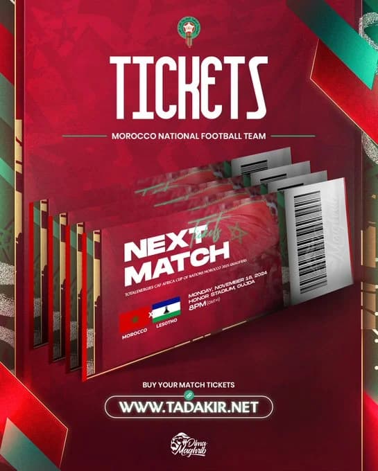 Lancement de la vente des billets pour le match Maroc - Lesotho