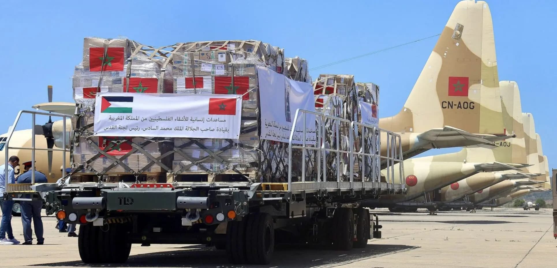 100 tonnes d’aide pour Gaza sur ordre du SM Roi