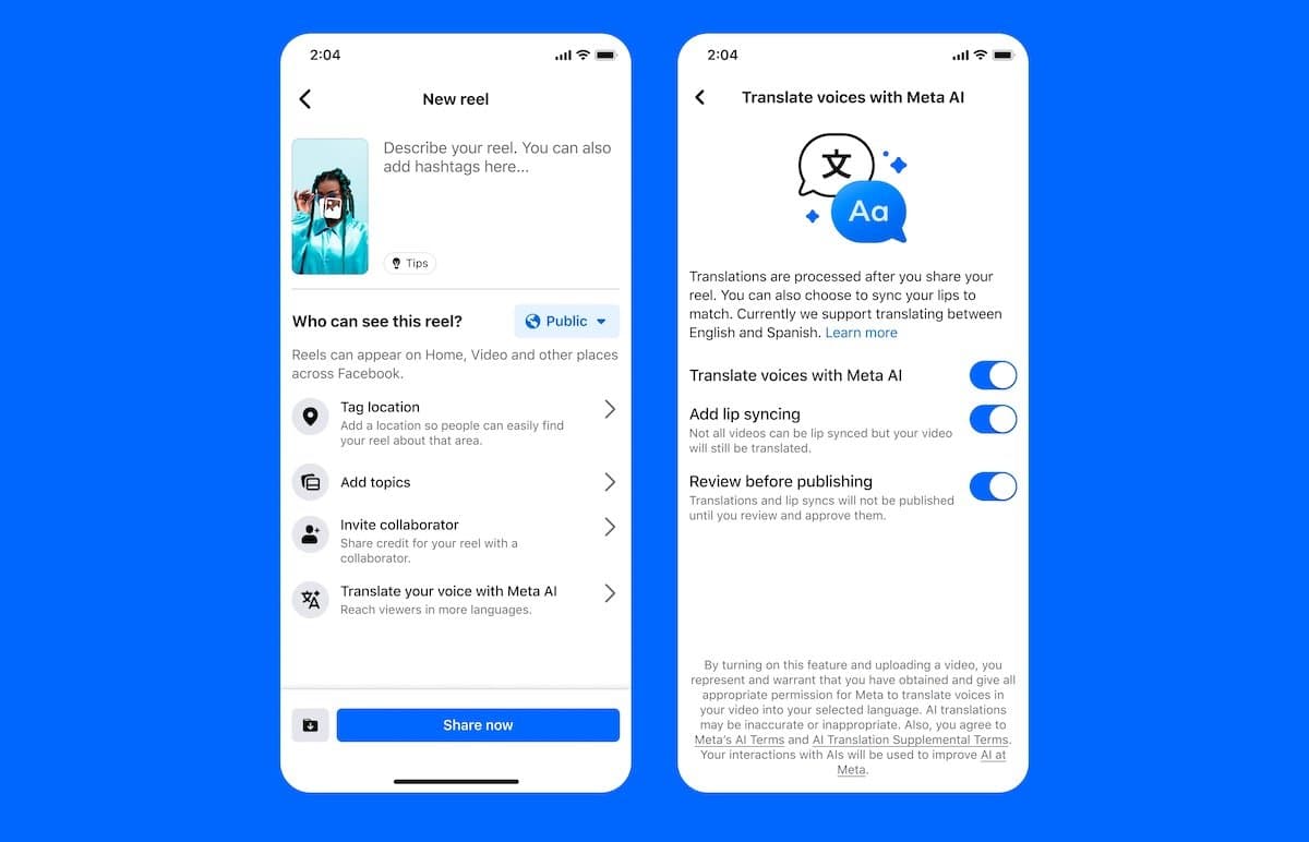 Meta lance la traduction vocale par IA pour les Reels